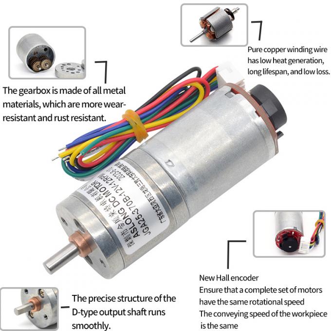 6v 12v 25mm Brushed DC Gear Motor Encoder JGA25-370B ทอร์คสูง 25mm Brushed DC Gear Motor 17