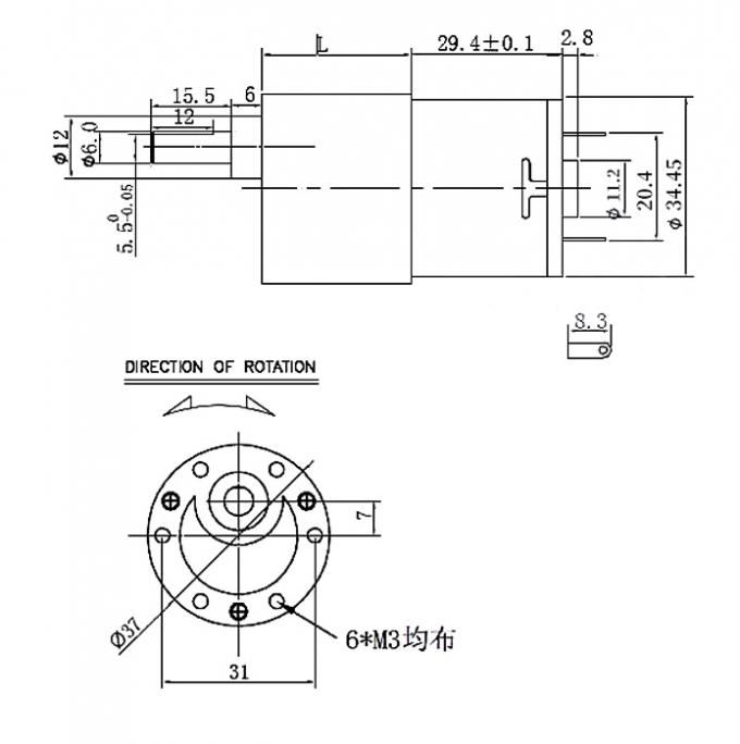 JGB37-3429 12V/24V Brush DC Motor 12V หุ่นยนต์ปัญญา Brush DC Motor 24v มอเตอร์เกียร์ 2