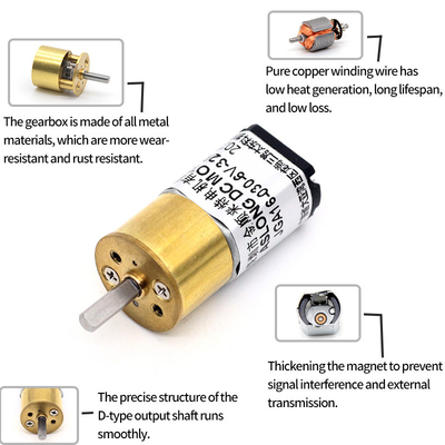 ASLONG JGA16-030 15.5mm 6V 26-800RPM DC Brushed Reduction Motor มอเตอร์เครื่องยนต์แลกเปลี่ยนโลหะเล็กขนาดเล็ก