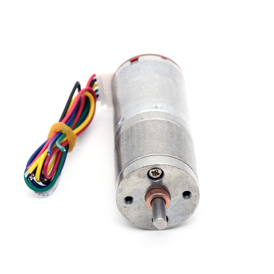 ตัวเข้ารหัส 25 มม. มอเตอร์เกียร์ DC ขนาดเล็กแรงบิดสูง 6v 60RPM แม่เหล็กถาวร
