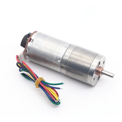 ตัวเข้ารหัส 25 มม. มอเตอร์เกียร์ DC ขนาดเล็กแรงบิดสูง 6v 60RPM แม่เหล็กถาวร
