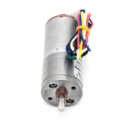 ตัวเข้ารหัส 25 มม. มอเตอร์เกียร์ DC ขนาดเล็กแรงบิดสูง 6v 60RPM แม่เหล็กถาวร
