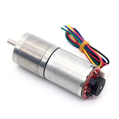 ตัวเข้ารหัส 25 มม. มอเตอร์เกียร์ DC ขนาดเล็กแรงบิดสูง 6v 60RPM แม่เหล็กถาวร