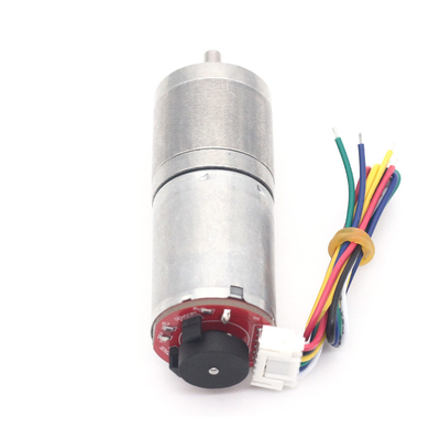 ตัวเข้ารหัส 25 มม. มอเตอร์เกียร์ DC ขนาดเล็กแรงบิดสูง 6v 60RPM แม่เหล็กถาวร
